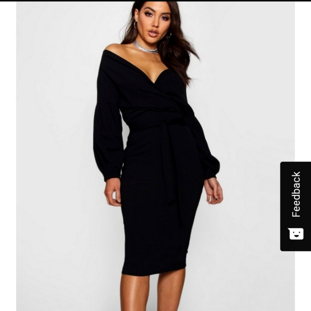 Size 12 Grey boohoo midi dress